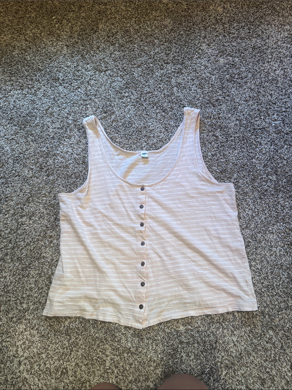 Old Navy Pale Pink and White Stripe Button-Front Tank Top